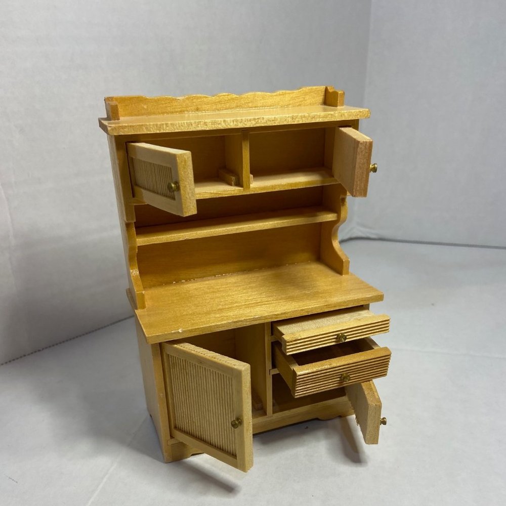 OAK KITCHEN HUTCH DOLLHOUSE FURNITURE MINIATURES
